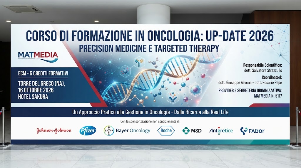 Oncologia di Precisione e Nuovi Orizzonti Terapeutici: A Torre del Greco il Corso di Formazione “Up-Date 2026” Oncologia di Precisione e Nuovi Orizzonti Terapeutici: A Torre del Greco il Corso di Formazione “Up-Date 2026”
